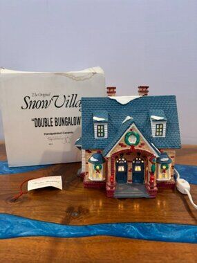 Dept 56 Double Bungalow Snow Village Lighted Christmas House with Box